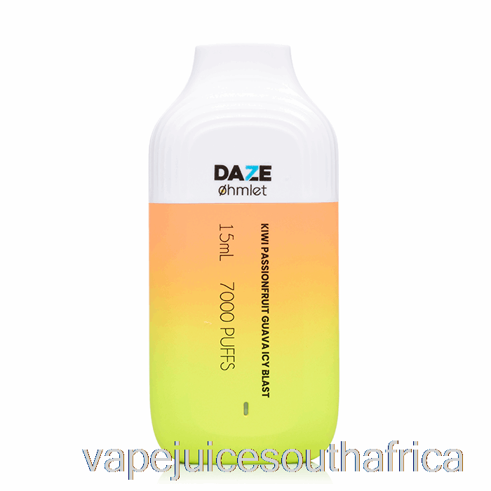 Vape Juice South Africa 7 Daze Ohmlet 7000 0% Zero Nicotine Disposable Kiwi Passionfruit Guava Icy Blast